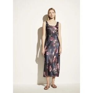 Black Night Garden Square Neck Slip Dress